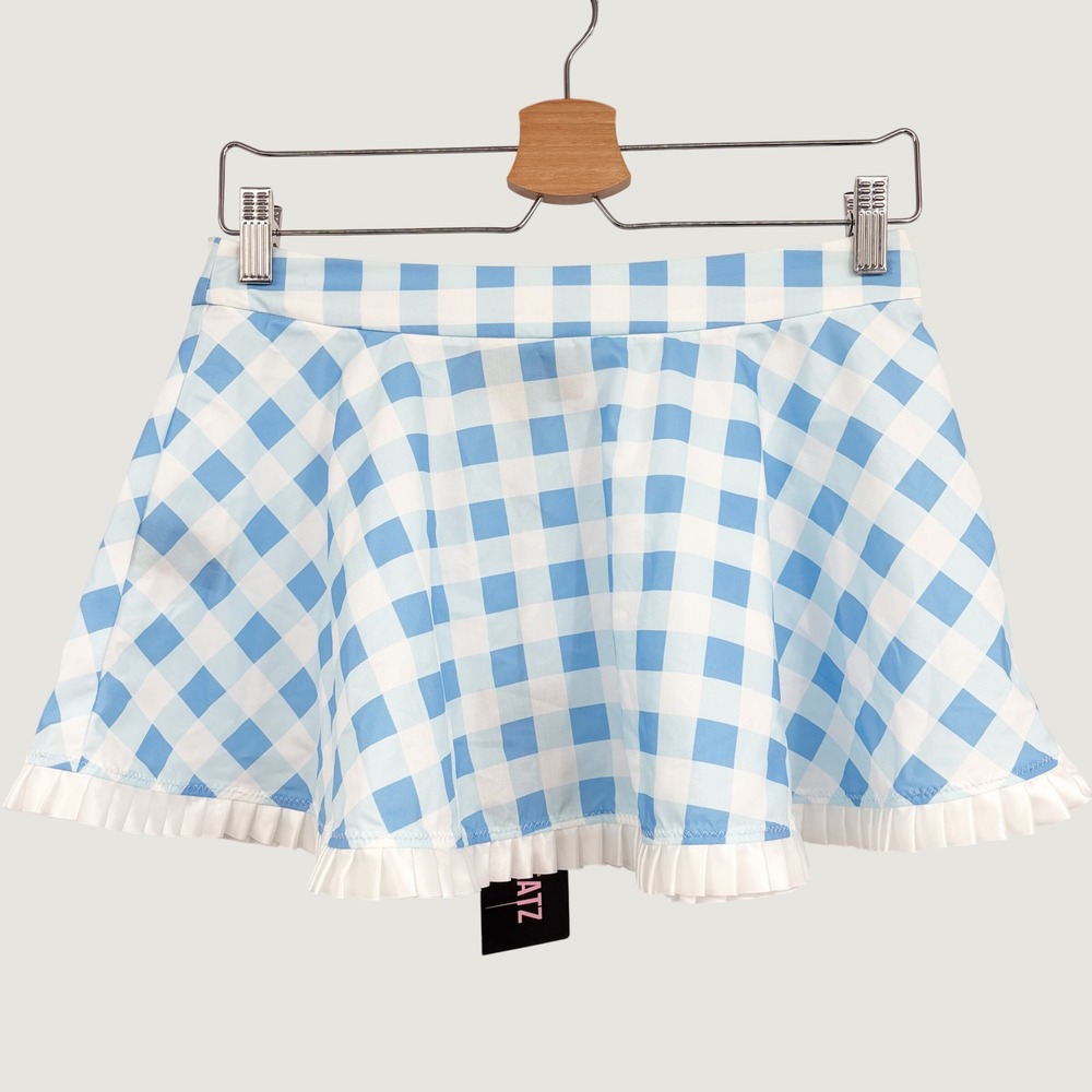 NWT Trickz N Treatz Dolls Kill Womens Blue Gingham Coquette Dorothy Mini Skirt M